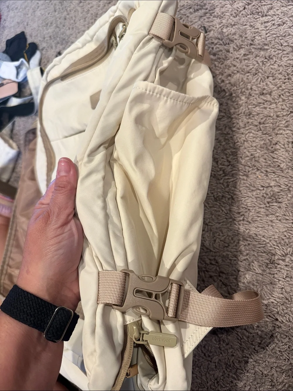 Lovevook Cream & Tan Travel Backpack - Lightweight Bag